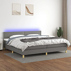 vidaXL Sommier à lattes de lit et matelas et LED Gris foncé 200x200 cm 