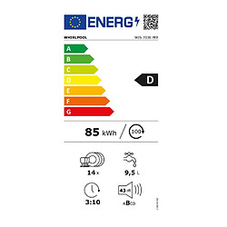 Lave-vaisselle 60cm 14 couverts 43db tout intégrable - WIS7030PEF - WHIRLPOOL