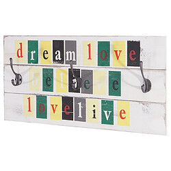 Mendler Garde-robe murale Love-Life, planche vestiaire, style shabby, vintage avec 3 crochets, 30x60cm