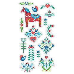 Artemio 16 stickers puffies bleu-vert-rouge - Folk