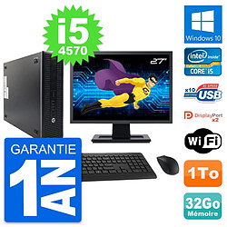 PC HP 600 G1 SFF Ecran 27" Intel i5-4570 RAM 32Go Disque Dur 1To Windows 10 Wifi · Occasion 