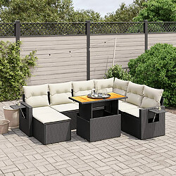 vidaXL Salon de jardin 8 pcs avec coussins noir résine tressée