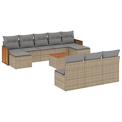 Maison Chic Salon de jardin 11 pcs avec coussins | Ensemble de Table et chaises | Mobilier d'Extérieur beige résine tressée -GKD28375