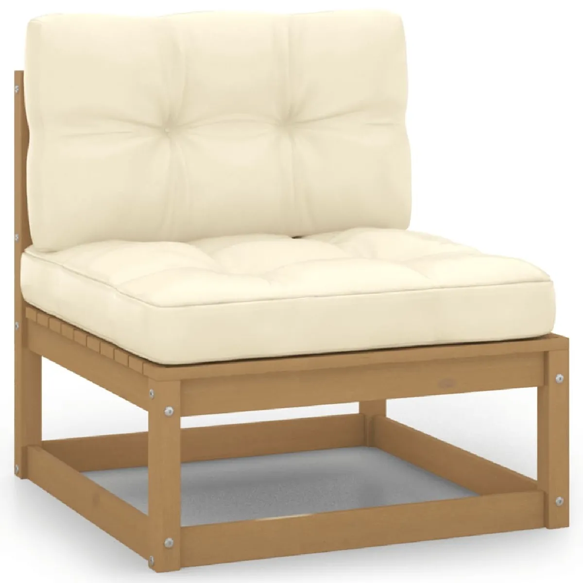 Maison Chic Canapé central de jardin avec coussins | Canapé Sofa d'extérieur | Fauteuil terrasse crème Bois de pin massif -MN74249