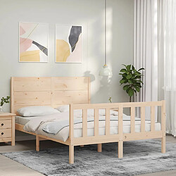 Maison Chic Cadre/structure de lit avec tête de lit pour adulte - Lit Moderne Chambre 140x190 cm bois massif -MN69594