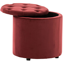 Decoshop26 Pouf tabouret coffre avec espace de rangement en tissu velours rouge 42x44cm TABO10079