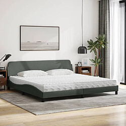 Avis Vidaxl Lit avec matelas gris foncé 200x200 cm tissu