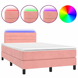 Maison Chic Lit adulte - Lit + matelas + LED,Sommier à lattes de lit et matelas LED rose 120x190 cm velours -GKD54112