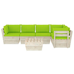 Avis Maison Chic Salon de jardin palette 6 pcs avec coussins - Table et chaises d'extérieur - Mobilier/Meubles de jardin Moderne épicéa imprégné -MN41978