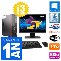 PC Fujitsu D556 DT Ecran 22" Intel i3-6100 RAM 8Go Disque 1To Windows 10 Wifi · Occasion 