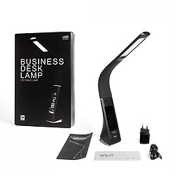 Wilit 5W lampe de bureau LED, lampe de chevet avec écran dimmable, lampe de table avec réveil, calendrier, affichage de la température, 3 niveaux de luminosité, contrôle tactile, noir [Classe énergétique A++] pas cher