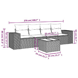 Acheter vidaXL Salon de jardin 5 pcs avec coussins noir résine tressée