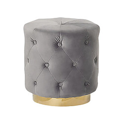 Beliani Pouf en velours gris clair 40 x 41 cm CARROLLTON