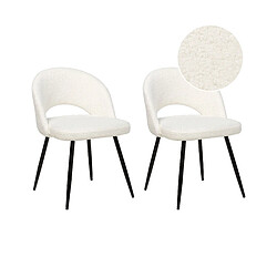 Beliani Chaise de salle à manger Set de 2 Bouclé Blanc ONAGA