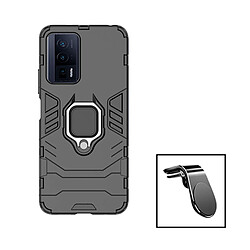 PHONECARE Kit Support Magnétique L Safe Driving Voiture + Coque 3X1 Military Defender pour Xiaomi Poco F5 Pro - Noir 