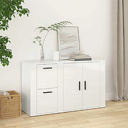 Maison Chic Buffet,Meuble de Rangement,commode pour salon,Cuisine Blanc brillant 100x33x59,5 cm Bois d'ingénierie -MN95999