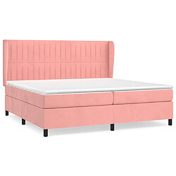 vidaXL Sommier à lattes de lit avec matelas Rose 200x200 cm Velours