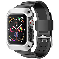 Wewoo Pour Apple Watch 5/4 Générations 44mm Bracelet de Galvanoplastie Intégré Universel Argent + Noir 