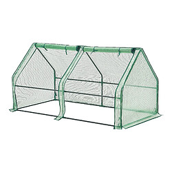 Helloshop26 Châssis de jardin nissewaard à 2 fenêtres en acier et polyéthylène 180 x 90 x 90 cm vert 03_0008269