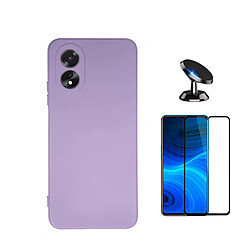 Kit de film en verre trempé de la couverture 5D + couvercle de silicone liquide + SuppOrt Magnétique Phonecare pour Oppo A38 4G - Violet 