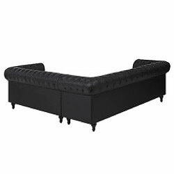 Beliani Canapé d'angle droit 6 places en cuir PU noir CHESTERFIELD pas cher