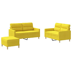 vidaXL Ensemble de canapés 3 pcs avec coussins Jaune clair Tissu