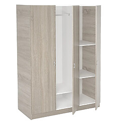 Pegane Armoire placard / meuble de rangement coloris Chêne Cortez - Hauteur 200 x Longueur 128.2 x Profondeur 52 cm