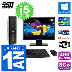 PC HP 8300 Elite SFF Ecran 22" Intel i5-2400 RAM 8Go SSD 480Go Windows 10 Wifi · Occasion 