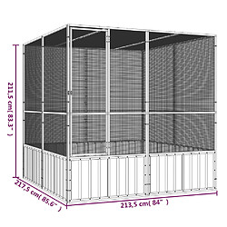 vidaXL Cage à oiseaux Gris 213,5x217,5x211,5 cm Acier galvanisé pas cher