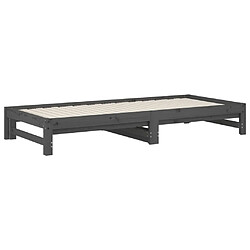 Maison Chic Lit d'appoint Gris 2x(90x200)cm,Lit coulissant Lit de repos Bois de pin massif -GKD91225 pas cher