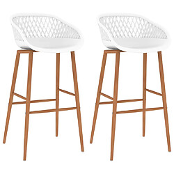 vidaXL Chaises de bar lot de 2 blanc