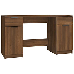 vidaXL Bureau avec armoire latérale Chêne marron Bois d'ingénierie