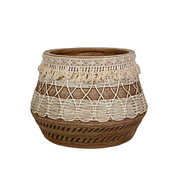 Cache-pot Romimex Beige Résine Avec franges 31 x 30 x 31 cm 