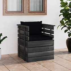 vidaXL Fauteuil de jardin avec coussins Bois de pin 