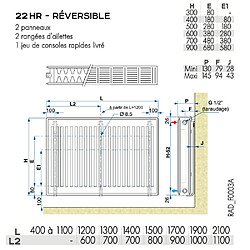 Acheter Radiateur eau chaude réversible Acier Blanc Type 22 Chauffage central DE DIETRICH