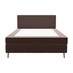 Avis Vente-Unique Ensemble complet boxspring tête de lit + sommier + matelas + surmatelas - 160 x 200 cm - Velours côtelé - Marron - NARA de YSMÉE