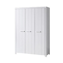 Mes Armoire 3 portes 144x57,5x205,5 cm en pin blanc - VICKY 