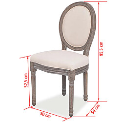 vidaXL Chaises à manger lot de 2 crème tissu pas cher