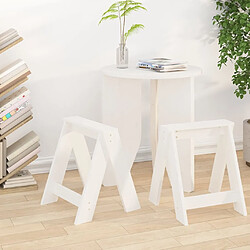 vidaXL Tabourets lot de 2 blanc 40x40x45 cm bois massif de pin 