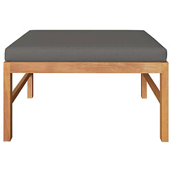 Maison Chic Repose-pied,Tabouret confortable avec coussin gris foncé Bois de teck massif -MN68647