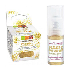 Scrapcooking Paillettes alimentaires dorées + Poudre irisée dorée 