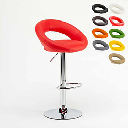 Superstool Tabouret haut bar cuisine fixe pivotant réglable en hauteur avec repose-pieds Chicago, Couleur: Rouge