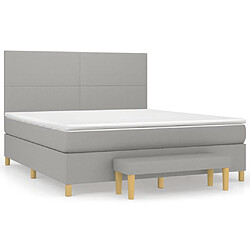 vidaXL Sommier à lattes de lit avec matelas Gris clair 160x200cm Tissu