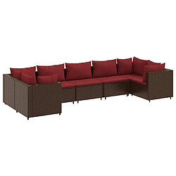 vidaXL Salon de jardin avec coussins 7 pcs marron résine tressée