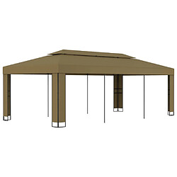 vidaXL Tonnelle avec double toit 3x6 m Taupe 180 g/m²