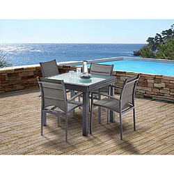 Wilsa Garden Salon de jardin moderne 4 personnes Modulo gris.