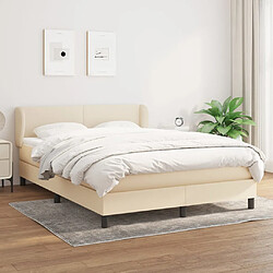 vidaXL Sommier à lattes de lit avec matelas Crème 140x190 cm Tissu 