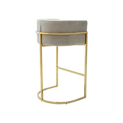 Tabouret de bar en velours et acier inoxydable - Beige et doré - PERIA de Pascal MORABITO pas cher