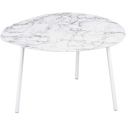LEITMOTIV Table basse en métal imitation marbre Ovoid 58 x 51 cm blanc.