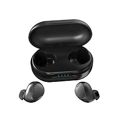 Blueteeth 5,0 TWS Sport IPX5 casque sans fil écouteur avec 1200mAh Boîte de charge Noir 